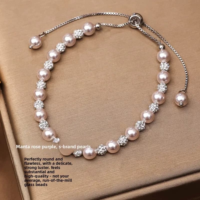 Rose-colored Baby's Breath Round Pearl U Shape Beaded Planet Light Luxury High-end New Chinese Style Business Gift
