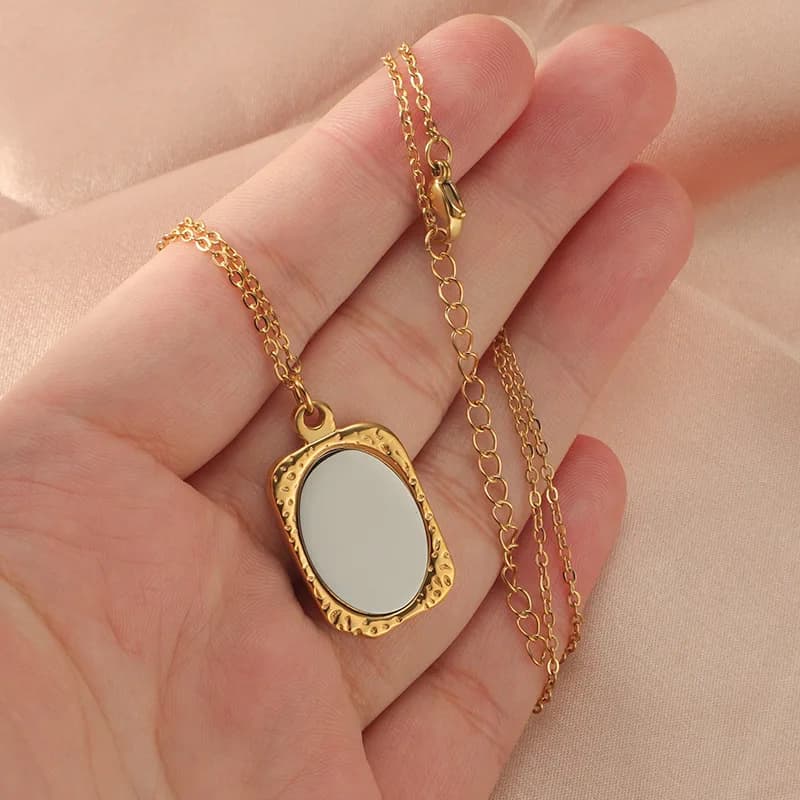 Premium Mirror Surface Photo Frame Necklace Stainless Steel Minimalist Square/Heart Locket Pendant Personalized Jewelry Gift