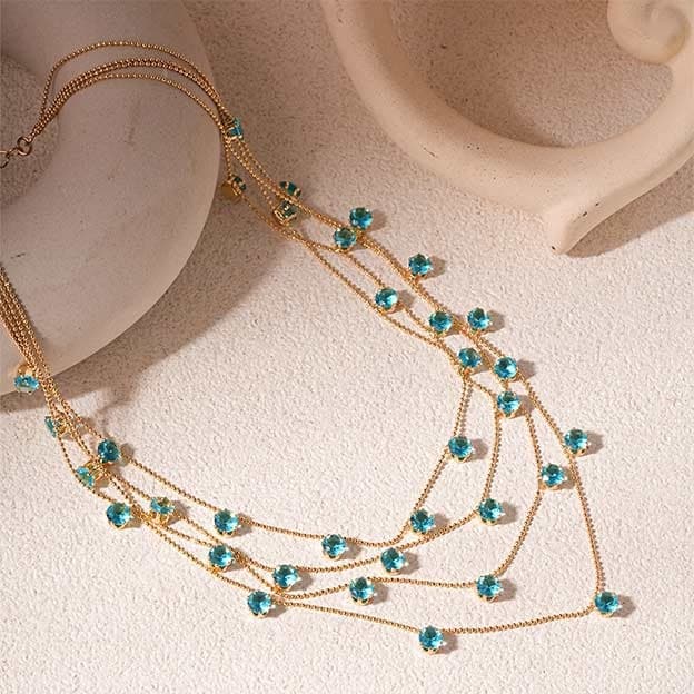 Trendy Elegant Multi-Layer Link Chain Pendant Necklace Women's Casual Heart Animal Alloy Zircon Perfect Clavicle