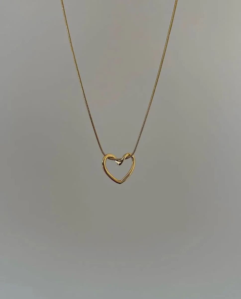 Women Minimalist Tarnish Free Stainless Steel Simple Love Pendant Necklace with Adjustable Chain for Gift