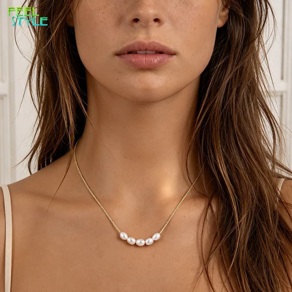 Verified Pearl Necklace with Link Chain High Quality Brass 18K Gold PVD Plating Imitation Pearl Necklace