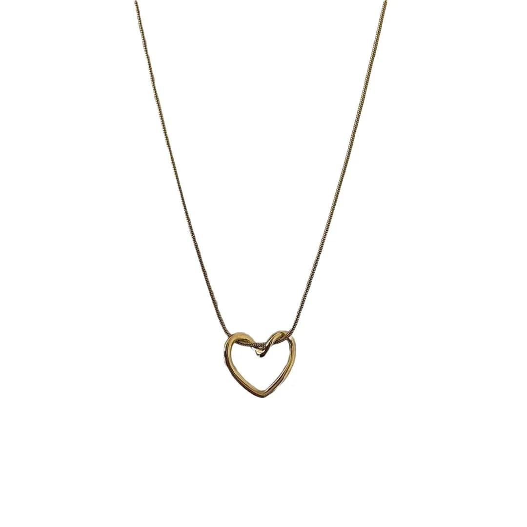 Women Minimalist Tarnish Free Stainless Steel Simple Love Pendant Necklace with Adjustable Chain for Gift