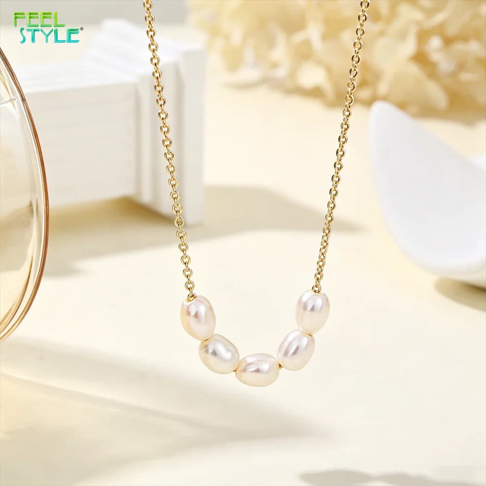 Verified Pearl Necklace with Link Chain High Quality Brass 18K Gold PVD Plating Imitation Pearl Necklace