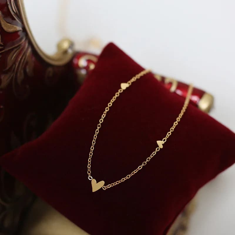 Gold Plated Stainless Steel Minimalist Jewelry Love Heart Necklace for Women