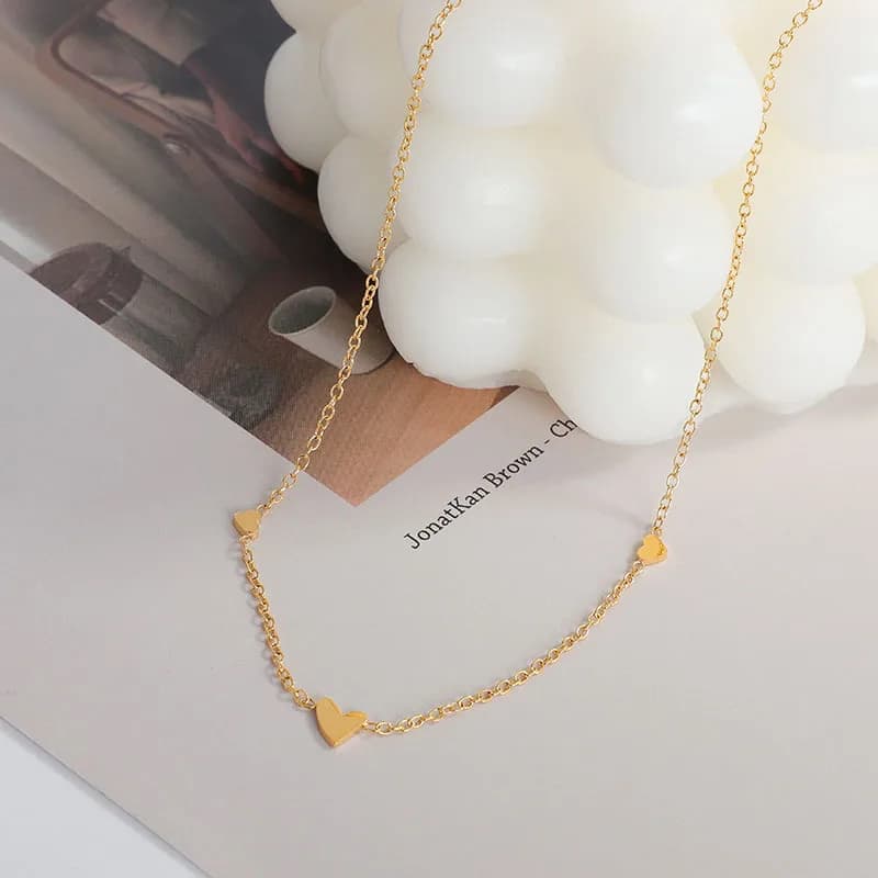 Gold Plated Stainless Steel Minimalist Jewelry Love Heart Necklace for Women