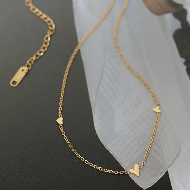 Gold Plated Stainless Steel Minimalist Jewelry Love Heart Necklace for Women