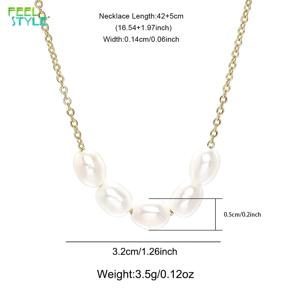 Verified Pearl Necklace with Link Chain High Quality Brass 18K Gold PVD Plating Imitation Pearl Necklace